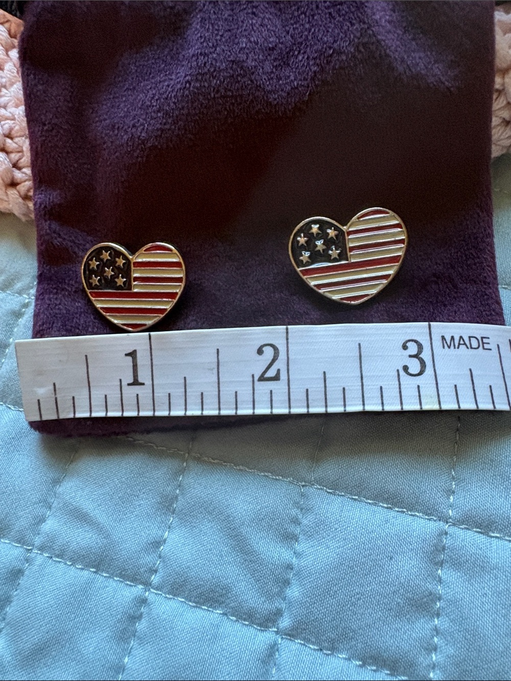 American Flag Heart Lapel Pins - Set of Two - Picture 4 of 4